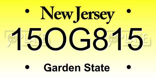 15OG815 New Jersey License Plate