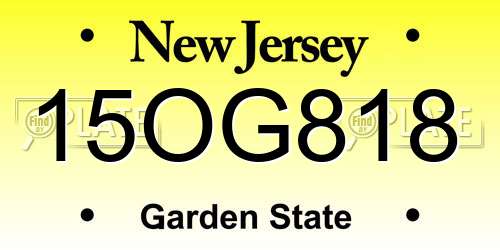 15OG818 New Jersey License Plate