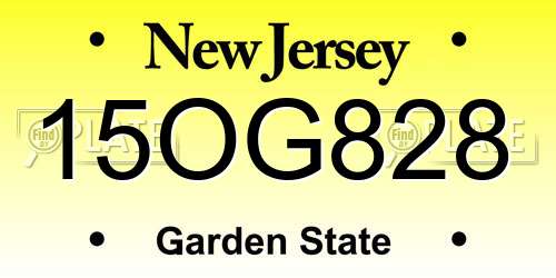 15OG828 New Jersey License Plate
