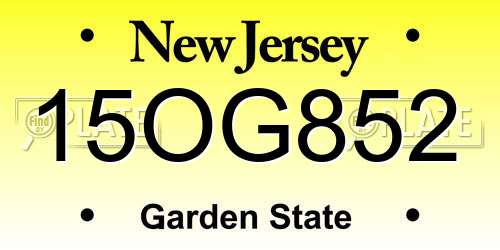15OG852 New Jersey License Plate