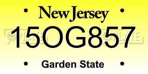 15OG857 New Jersey License Plate