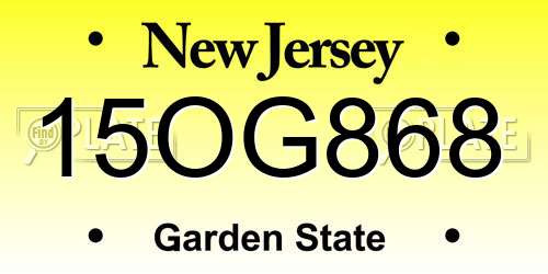 15OG868 New Jersey License Plate