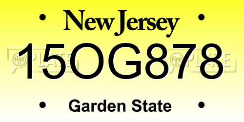 15OG878 New Jersey License Plate