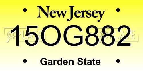 15OG882 New Jersey License Plate