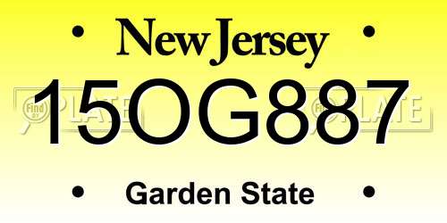 15OG887 New Jersey License Plate