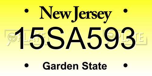 15SA593 New Jersey License Plate