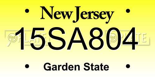 15SA804 New Jersey License Plate