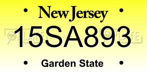 15SA893 New Jersey License Plate