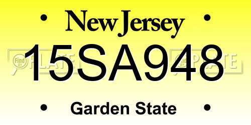 15SA948 New Jersey License Plate