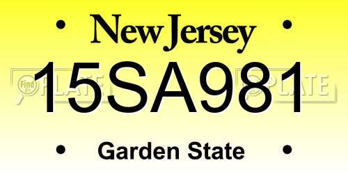 15SA981 New Jersey License Plate