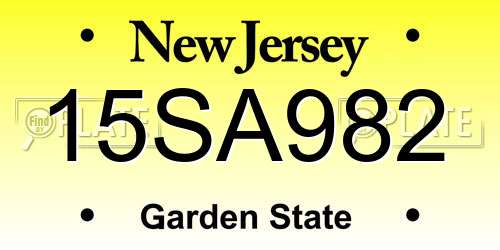 15SA982 New Jersey License Plate