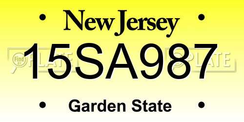 15SA987 New Jersey License Plate