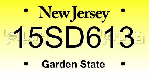 15SD613 New Jersey License Plate