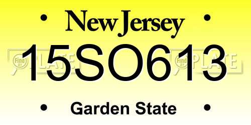 15SO613 New Jersey License Plate