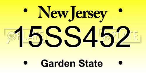 15SS452 New Jersey License Plate