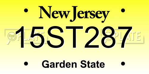 15ST287 New Jersey License Plate