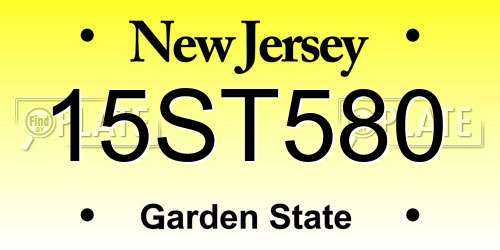 15ST580 New Jersey License Plate