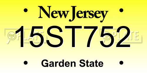 15ST752 New Jersey License Plate