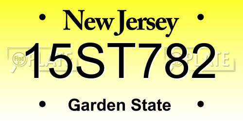15ST782 New Jersey License Plate
