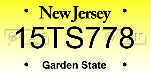 15TS778 New Jersey License Plate