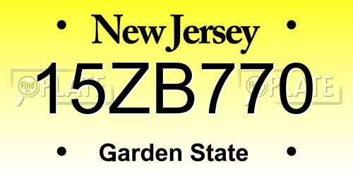 15ZB770 New Jersey License Plate