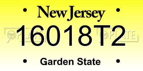 16018T2 New Jersey License Plate