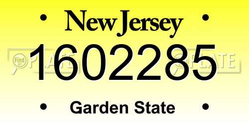 1602285 New Jersey License Plate