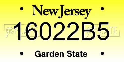 16022B5 New Jersey License Plate