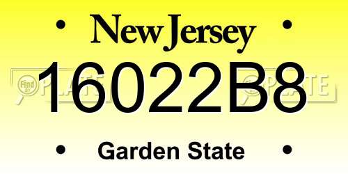 16022B8 New Jersey License Plate