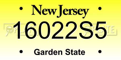 16022S5 New Jersey License Plate