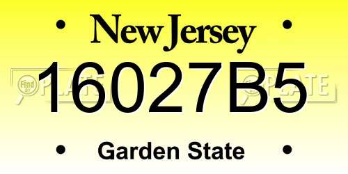 16027B5 New Jersey License Plate