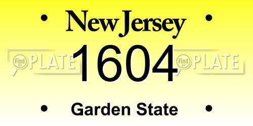 1604 New Jersey License Plate