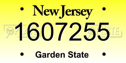 1607255 New Jersey License Plate