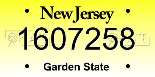 1607258 New Jersey License Plate