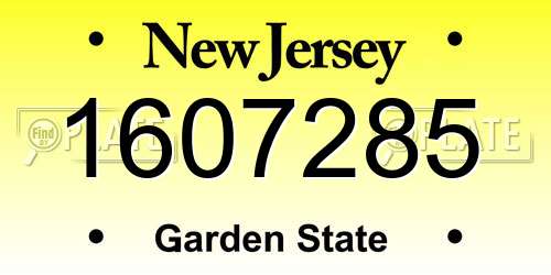 1607285 New Jersey License Plate