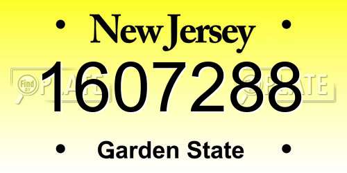 1607288 New Jersey License Plate