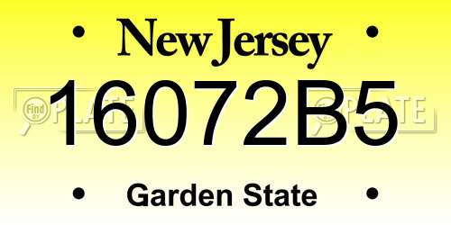 16072B5 New Jersey License Plate