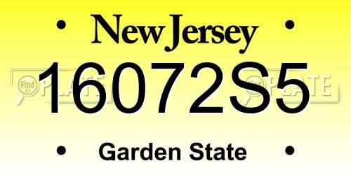 16072S5 New Jersey License Plate