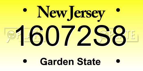16072S8 New Jersey License Plate
