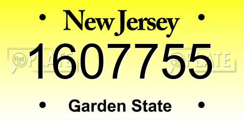 1607755 New Jersey License Plate
