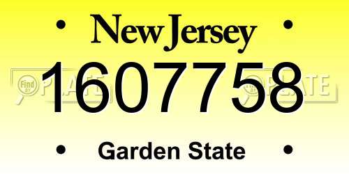 1607758 New Jersey License Plate