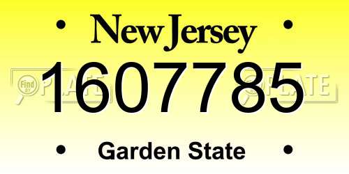 1607785 New Jersey License Plate