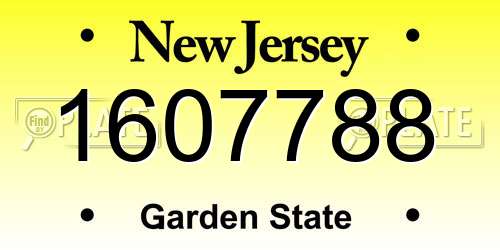 1607788 New Jersey License Plate