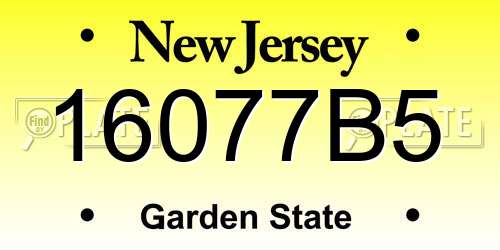 16077B5 New Jersey License Plate