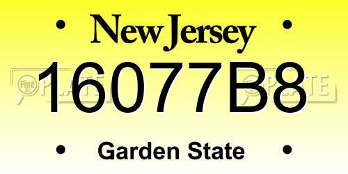 16077B8 New Jersey License Plate