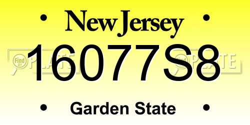 16077S8 New Jersey License Plate