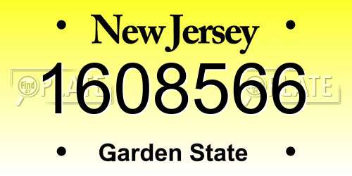 1608566 New Jersey License Plate