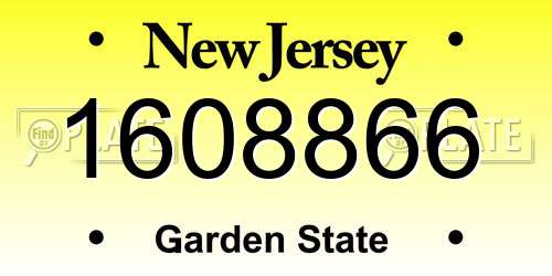 1608866 New Jersey License Plate