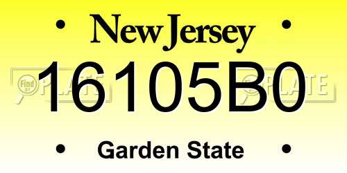 16105B0 New Jersey License Plate