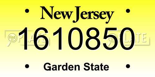 1610850 New Jersey License Plate